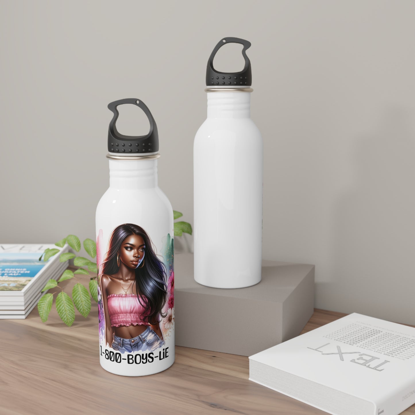 1-800-Boys-Lie Stylish Stainless Steel Water Bottle with Floral Design, Eco-Friendly Reusable Drinkware, Perfect for Girls, Gifts, Sports, and Daily Use