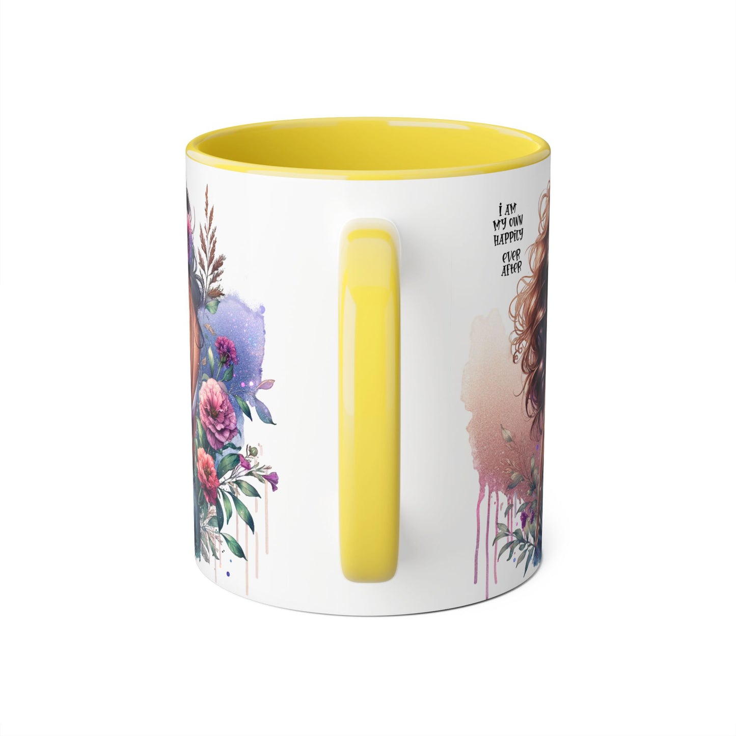 Boho Floral Accent Mug - 11oz - Inspirational "I Am My Own Happily Ever After " Design