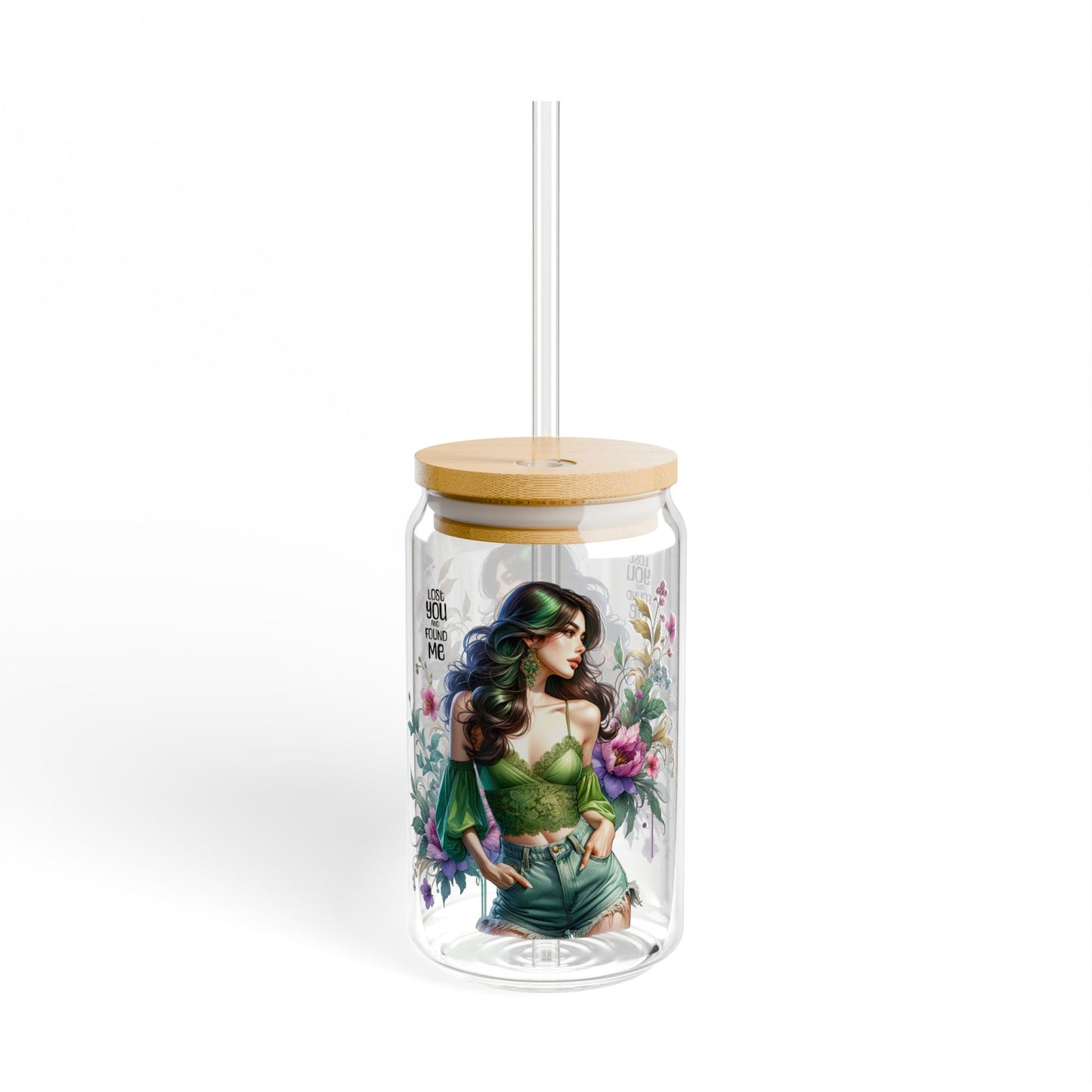 Lost You and Found Me Floral Sipper Glass, 16oz, Eco-Friendly Drinkware, Summer Vibes, Gift for Her, Reusable Beverage Container, Garden Party