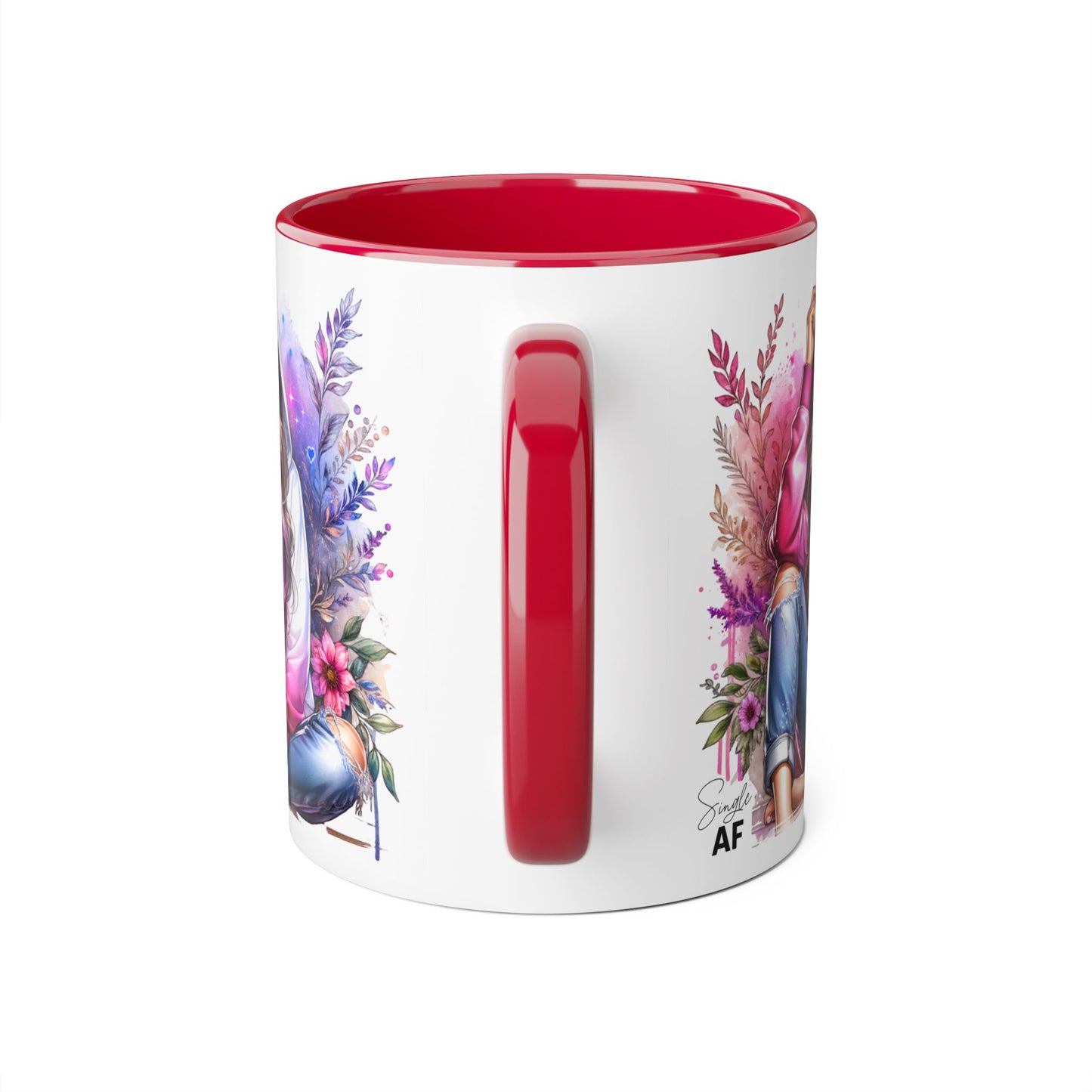 Single AF Stylish Accent Mugs for Coffee Lovers, Floral Art, Inspirational Gift, Appreciation Gift, Home Decor, Unique Mug Design
