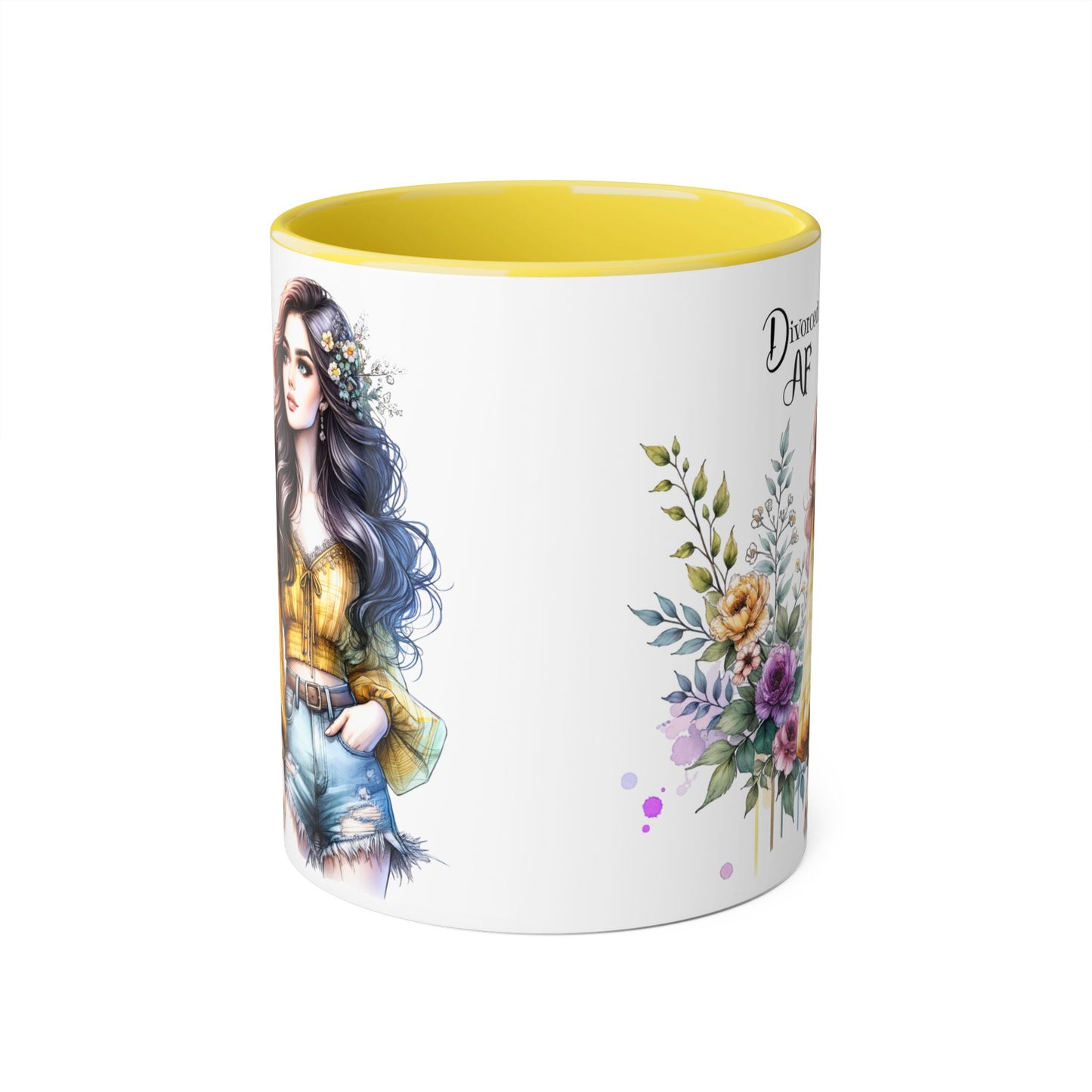 Divorced AF Accent Mug, 11oz - Inspirational Coffee Cup for Strong Women, Gift for Divorcees, Coffee Lovers, Self-Love, Empowerment