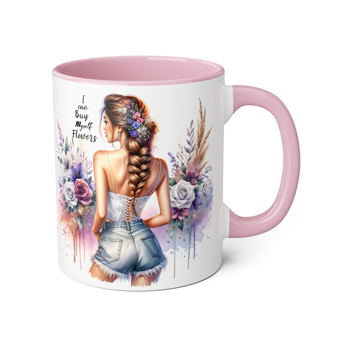 I Can Buy Myself Flowers Floral-Inspired Accent Mug, Boho Coffee Cup, Gift for Flower Lovers, Artful Drinkware for Special Occasions, Women's Inspirational Mug