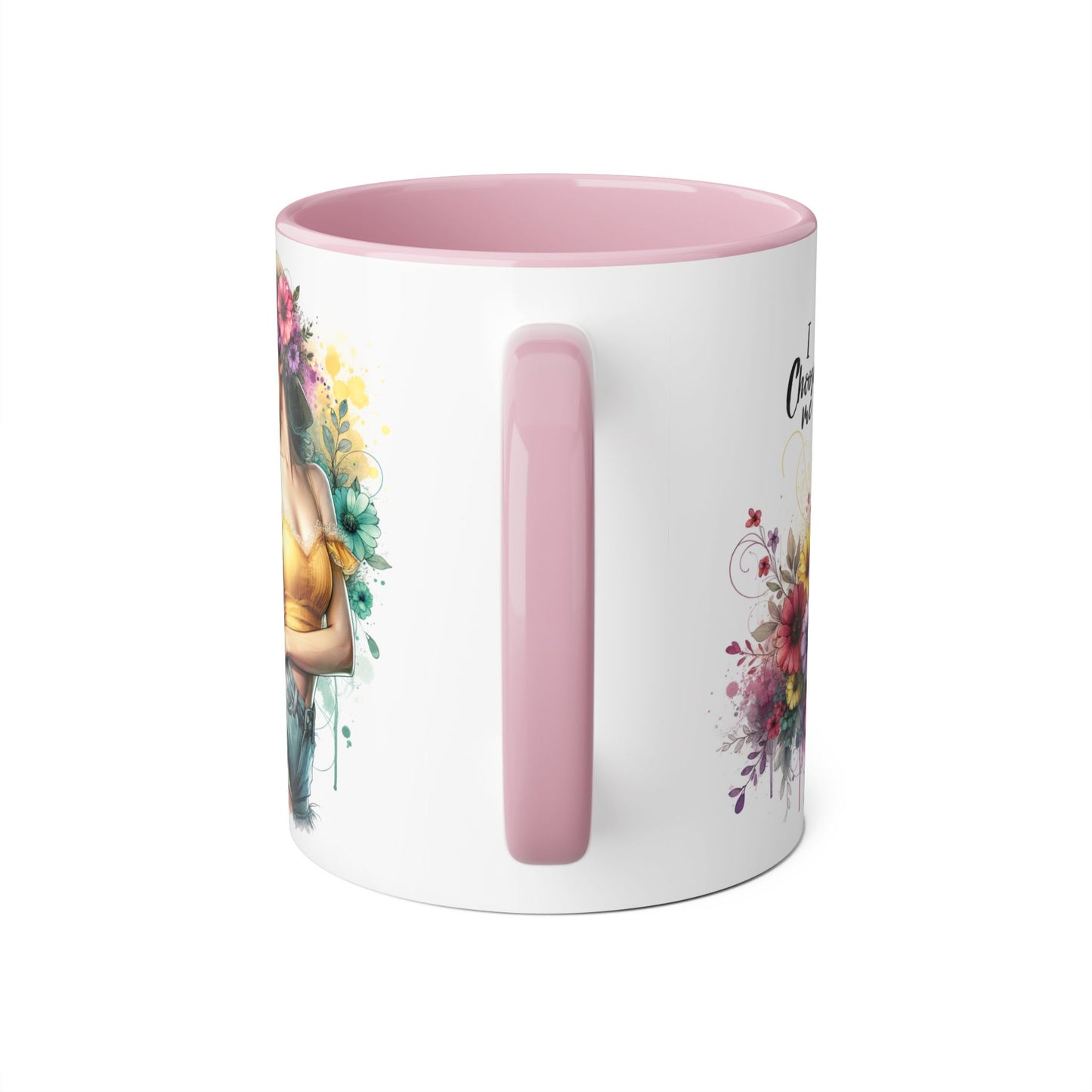 I Choose Me Chic Floral Accent Mug, Inspirational Gift for Her, Coffee Tea Lover, Birthday Present, Colorful Art Mug