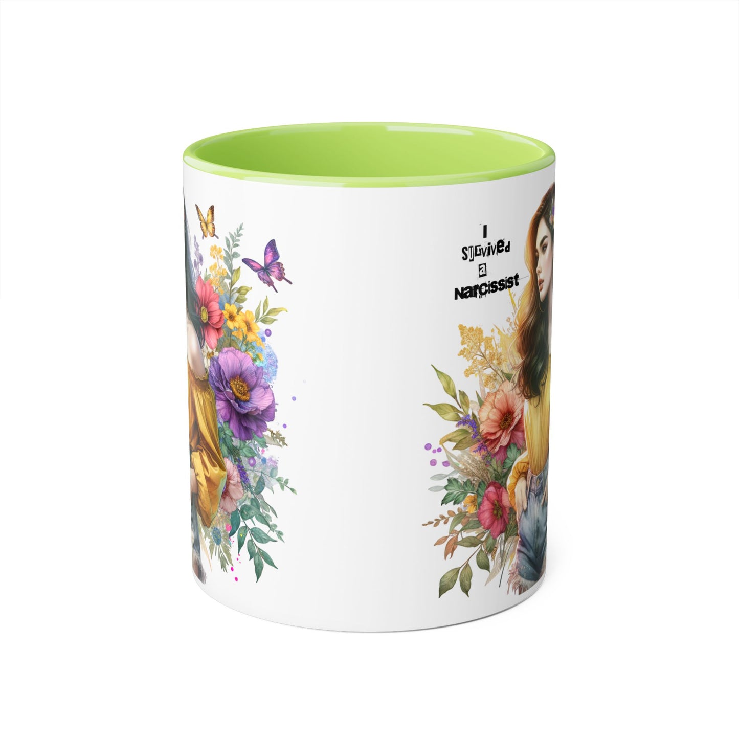 I Survived a Narcissist Chic Floral Accent Mug | Bohemian Coffee Cup, Gift for Her, Narcissist Humor, Home Decor, Artful Drinkware