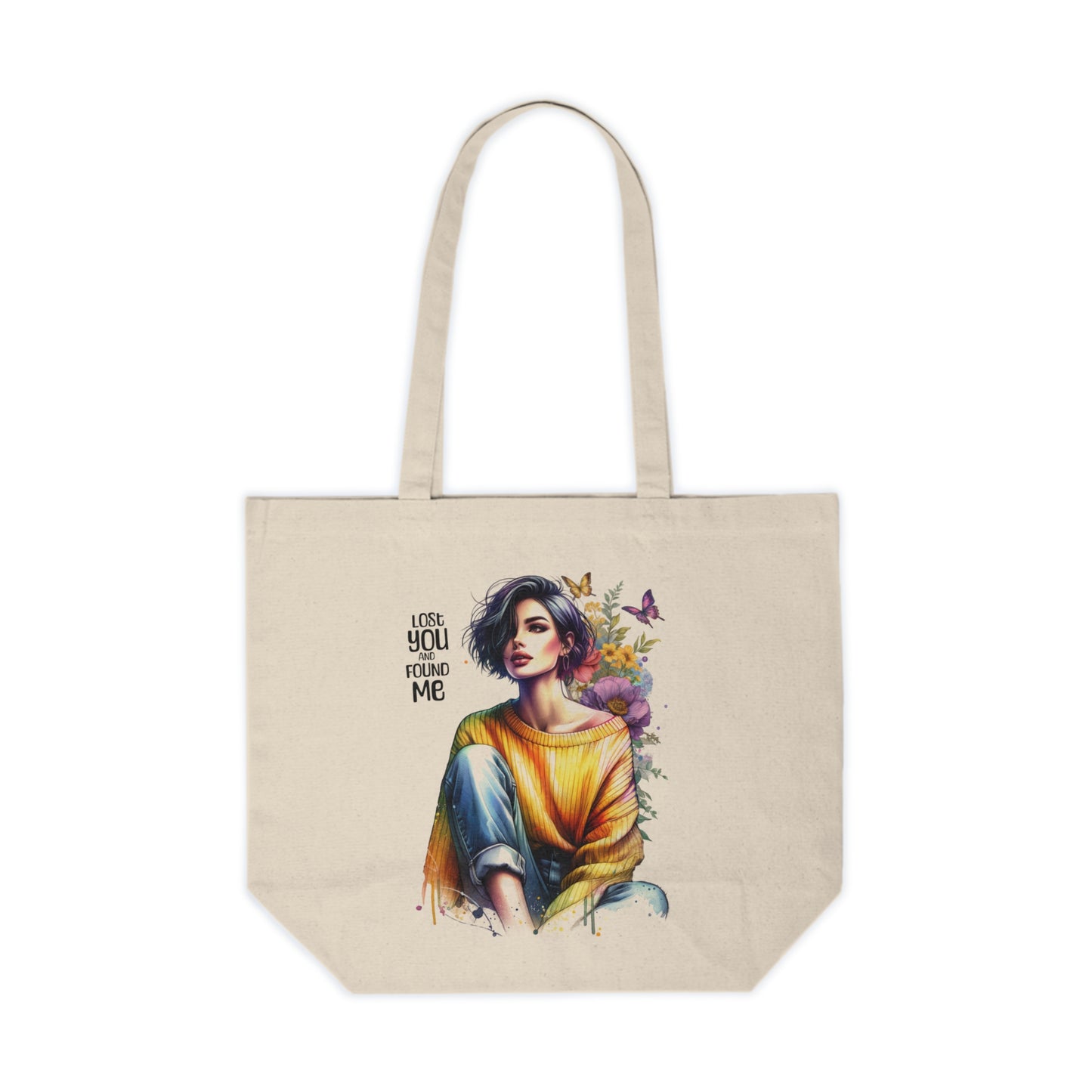 Lost You and Found Me Stylish Canvas Tote Bag - Eco-Friendly Shopping, Beach Days, Gift for Her, Art Inspired, Statement Accessories