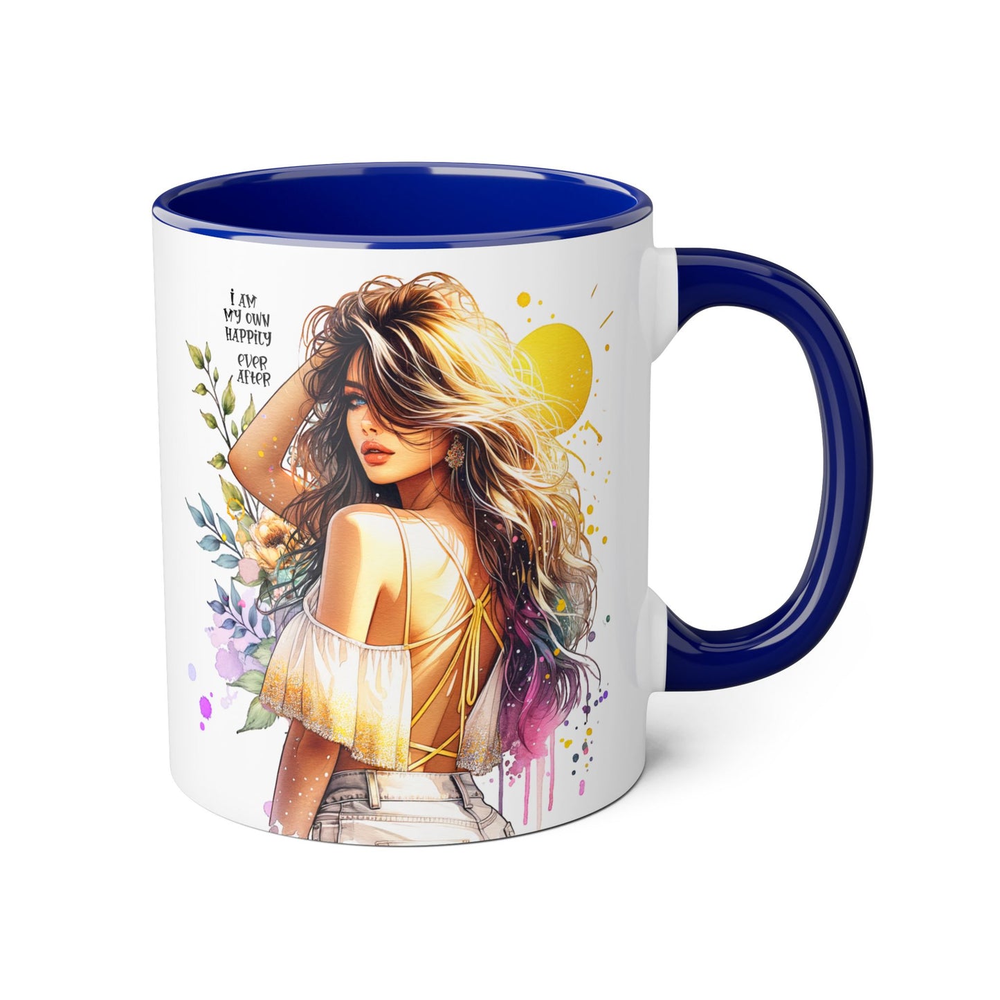 Inspirational Floral Accent Mug - "I Am My Own Happily Ever After " - 11oz