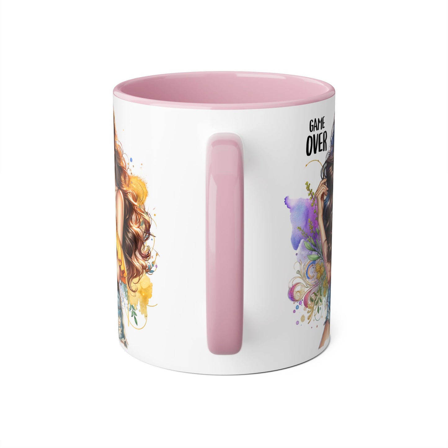 Game Over Accent Mug, 11oz Coffee Cup for Gaming Lovers, Unique Gift for Her, Fun Drinkware for Celebrations, Stylish Tea Mug