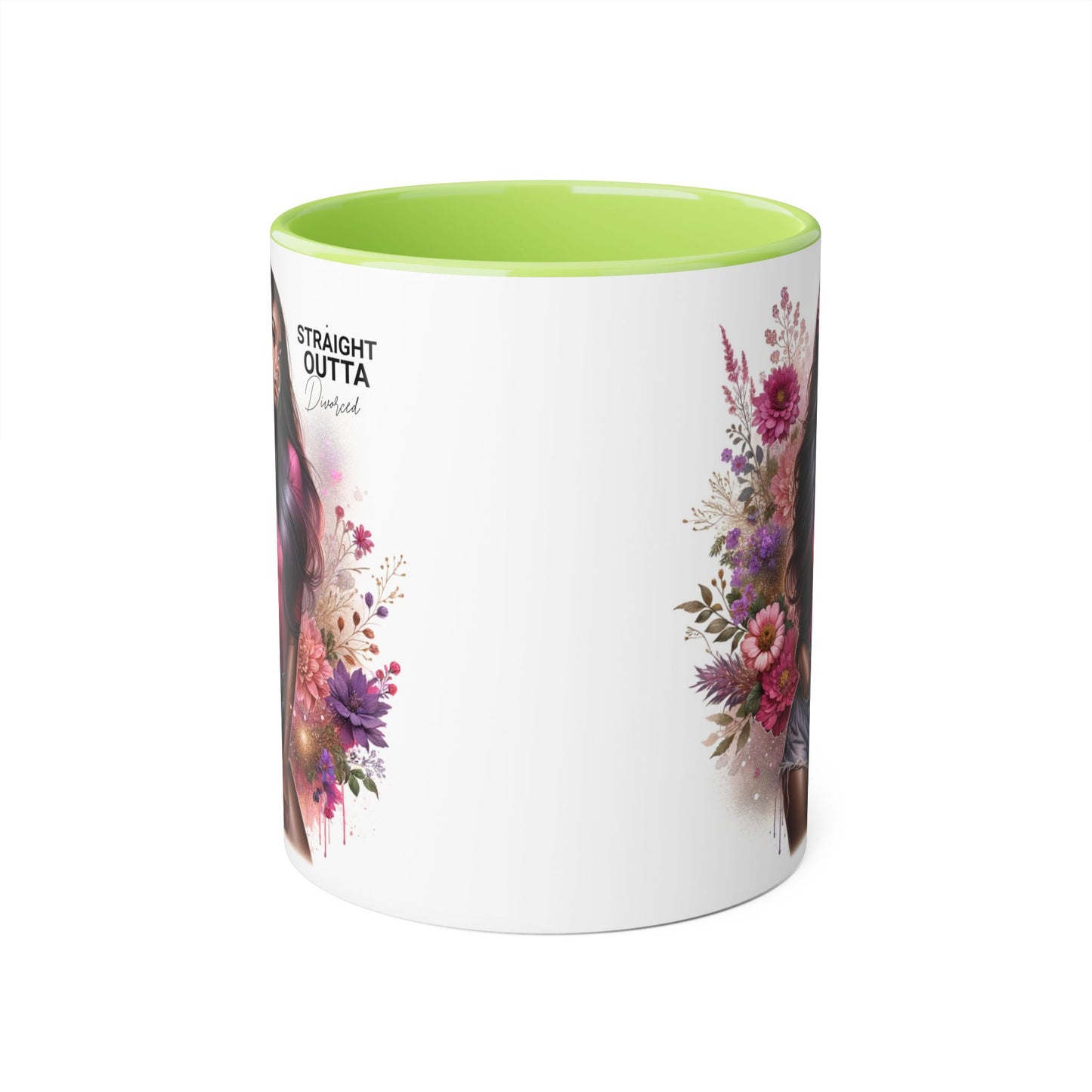 Straight Outta Divorced Humoristic Floral Portrait Accent Mug, Perfect Gift for Her, Coffee Lover, Home Decor, Stylish Drinkware, Mother's Day Gift, Inspirational Cup