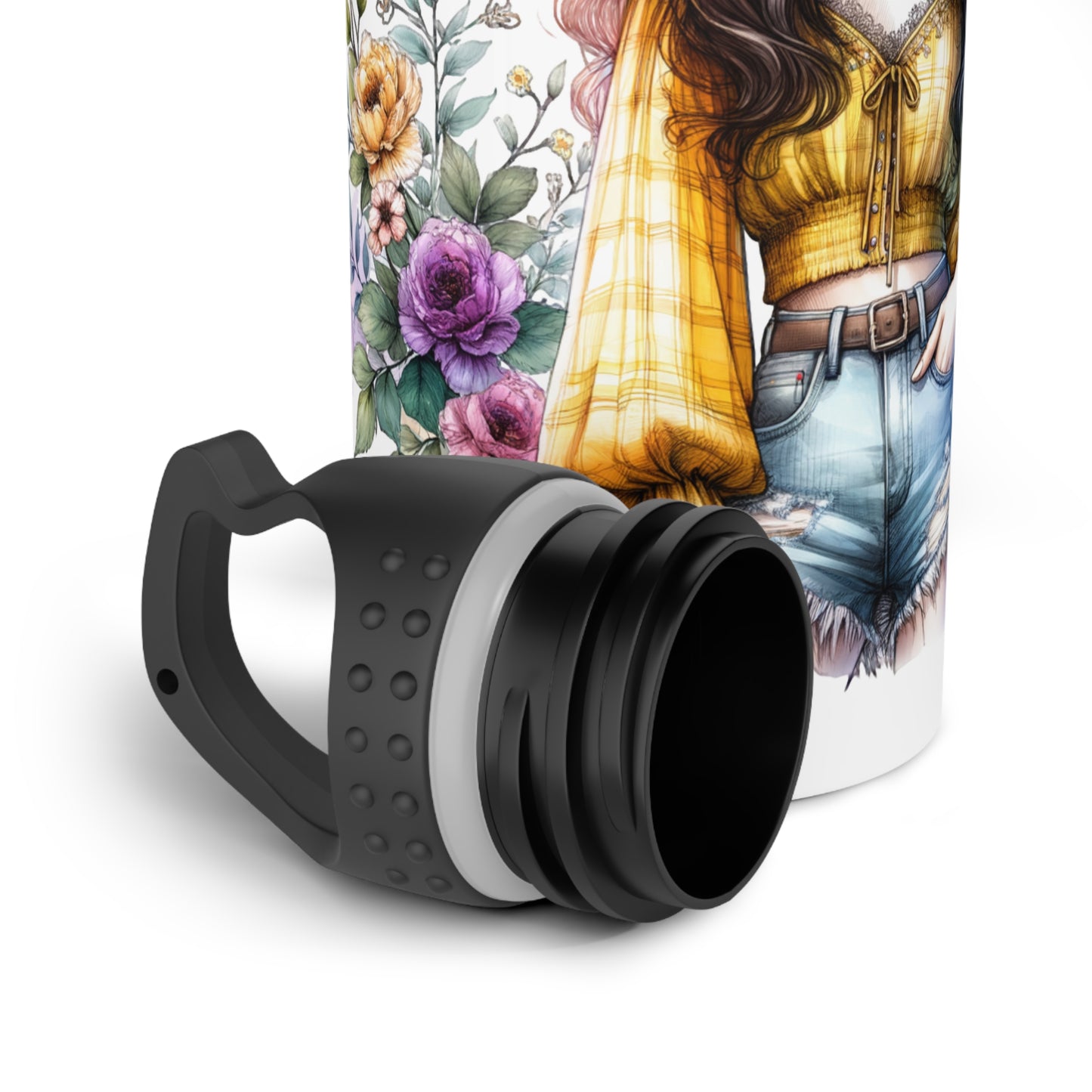 I Am My Own Happily Ever After Floral Motivational Stainless Steel Water Bottle - Drink Happy, Stay Hydrated