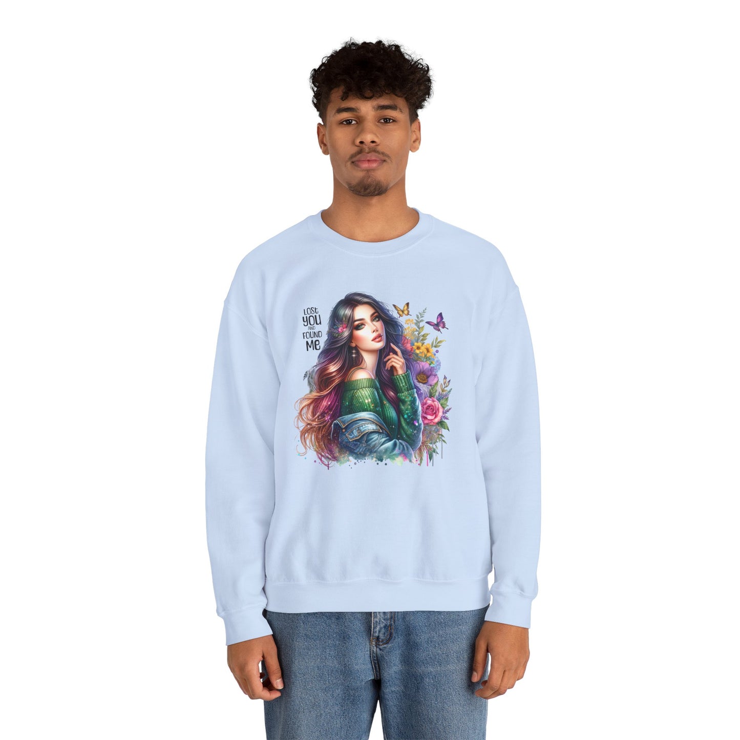 Lost You And Found Me Bohemian Floral Crewneck Sweatshirt, Cozy Graphic Sweatshirt, Gift for Her, Unique Art Pullover, Spring Fashion Crew