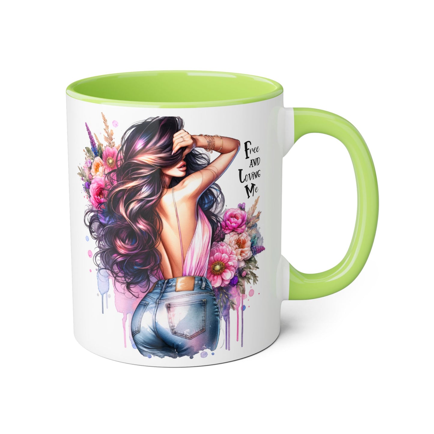 Boho Floral Accent Mug, Empowering Coffee Cup, Gift for Friends, Home Decor, Art Lover's Mug