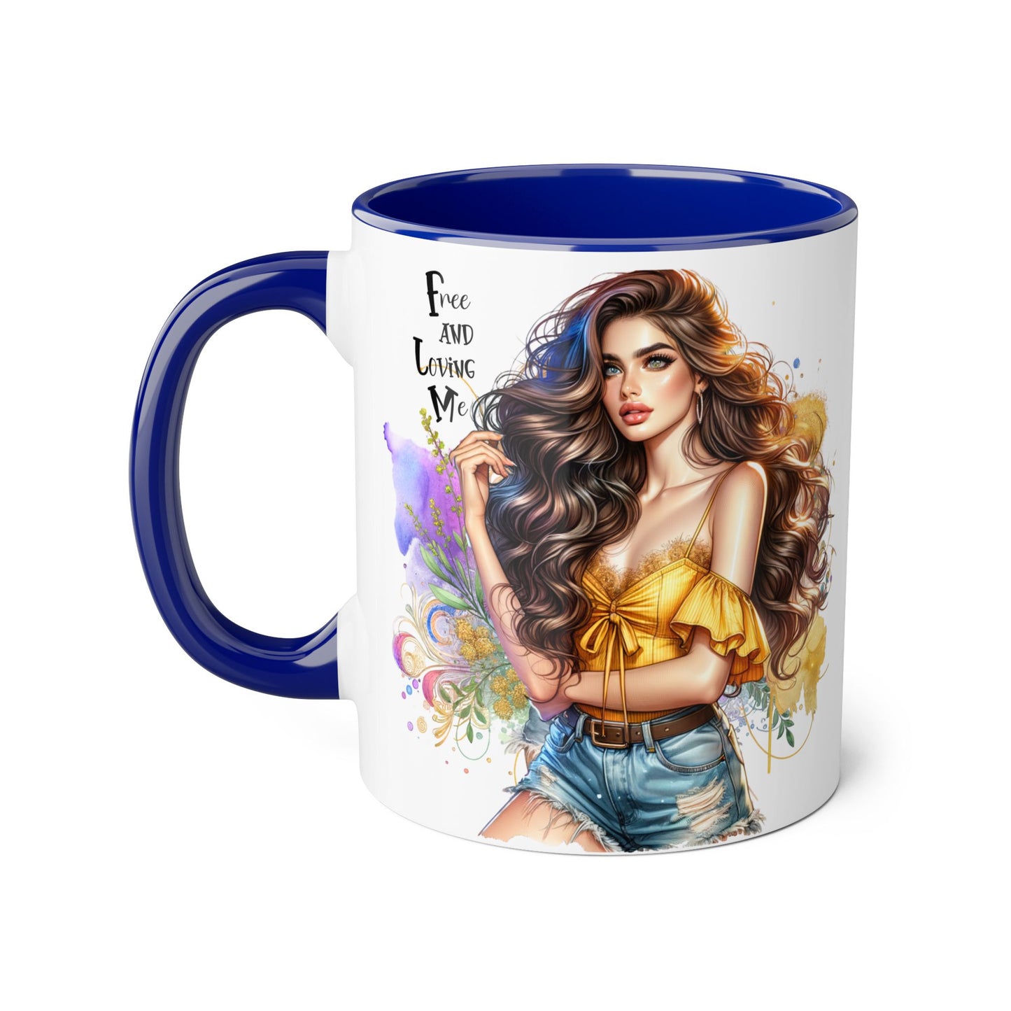 Free Spirit Accent Mug, Boho Coffee Cup, Inspirational Gift, Art Lover's Mug, Unique Home Decor, Stylish Drinkware