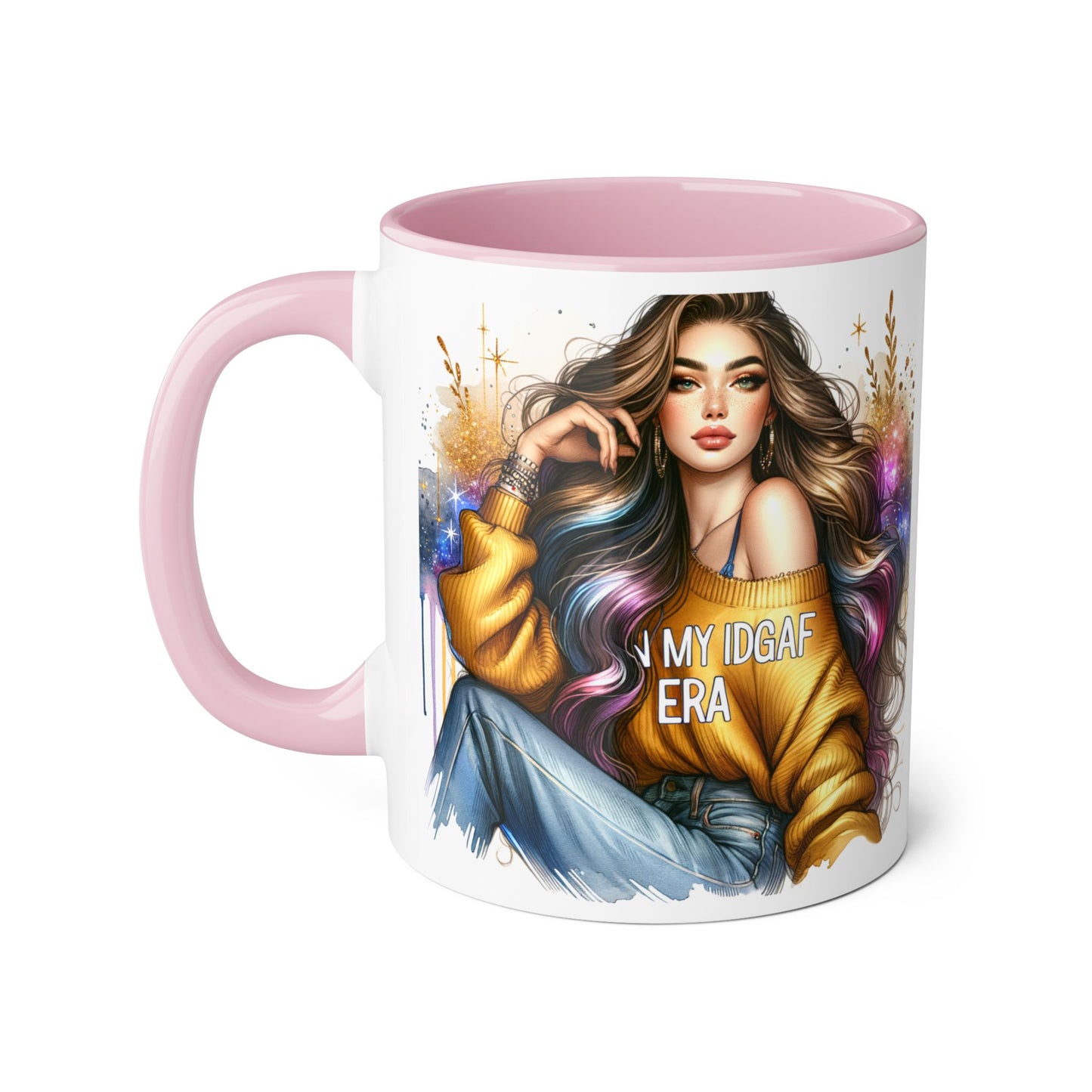Chic IDGAF Accent Mug, Cool Coffee Cup, Trendy Drinkware, Stylish Gift, Artful Mug for Her