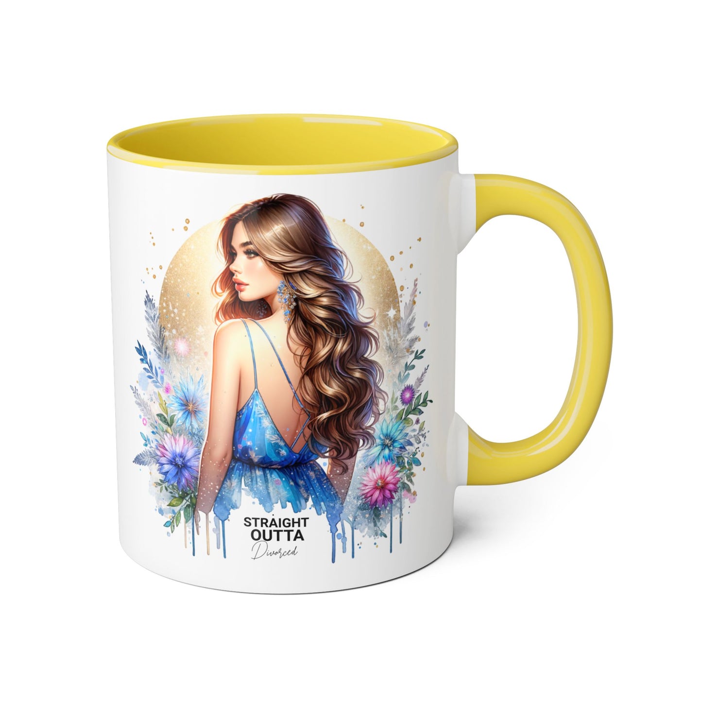 Straight Outta Divorced Humoristic Floral Accent Mugs - Unique Gift for Coffee Lovers, Home Decor, Birthday Gift, Art Mug, Personalized Drinkware