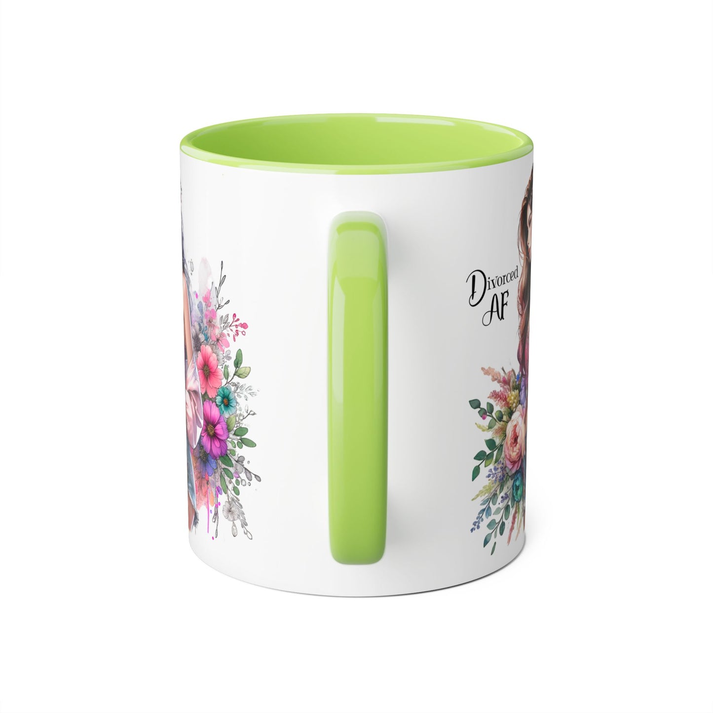 Divorced AF Accent Mug - Trendy Floral Coffee Cup, Perfect Gift for Empowered Women, Humor, Self-Care, Friendship