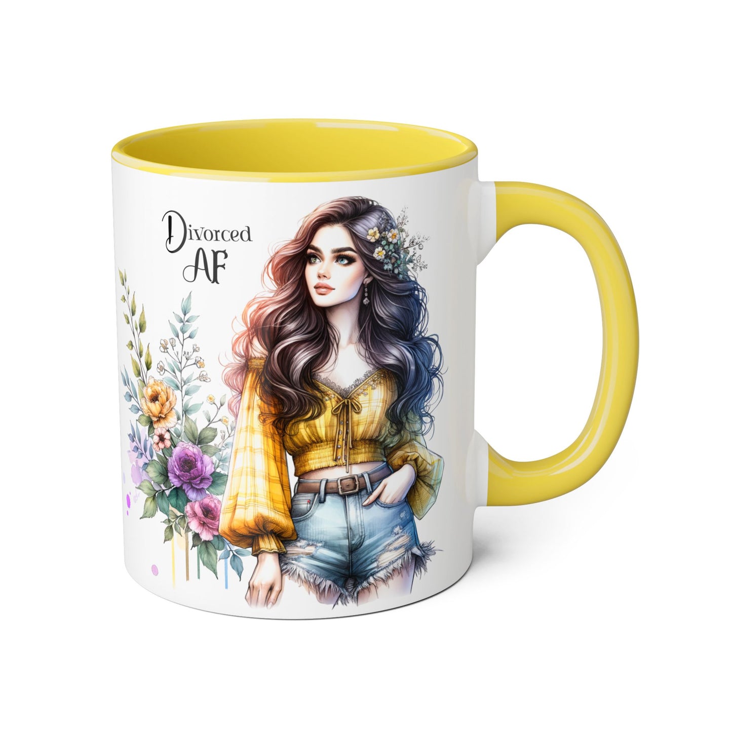 Divorced AF Accent Mug, 11oz - Inspirational Coffee Cup for Strong Women, Gift for Divorcees, Coffee Lovers, Self-Love, Empowerment
