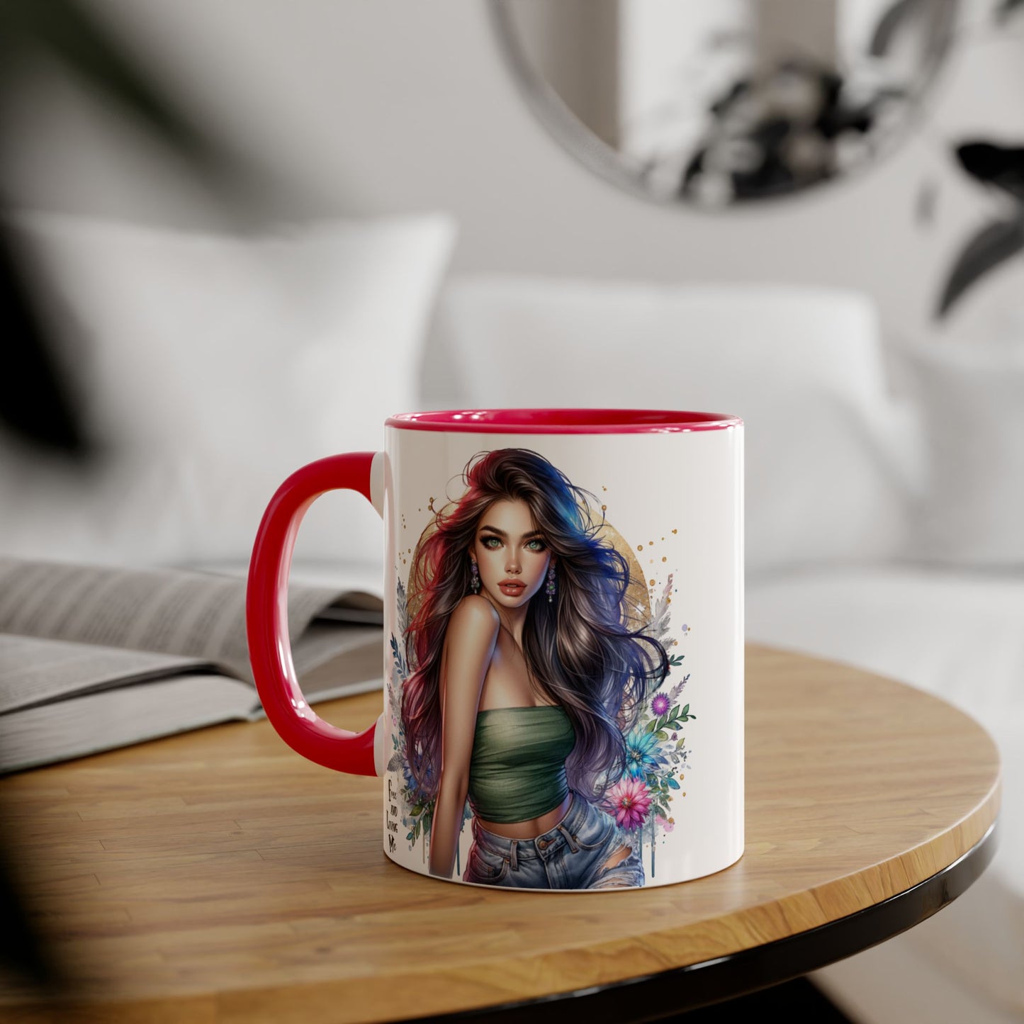 Bohemian Accent Mugs, Artistic Coffee Cup, Colorful Floral Mug, Gift for Her, Unique Art Collection, Cozy Vibe