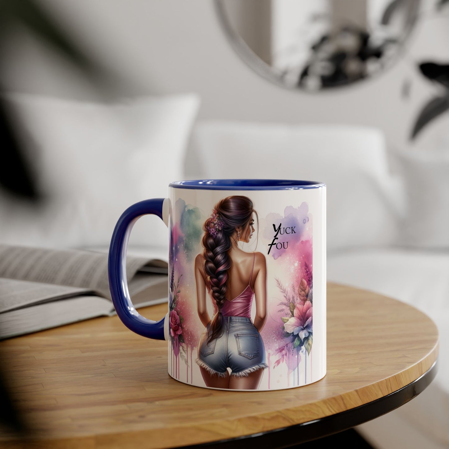 Colorful Floral Accent Mug | Yuck Fou Coffee Cup | Unique Gift for Her, Inspirational Drinkware, Fun Tea Mug, Motivational Gift