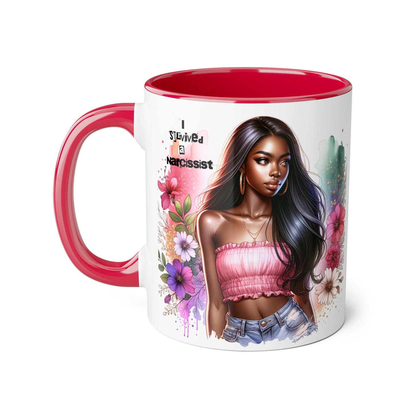 Bold Floral Accent Mug - Perfect Gift for Self-Love and Empowerment