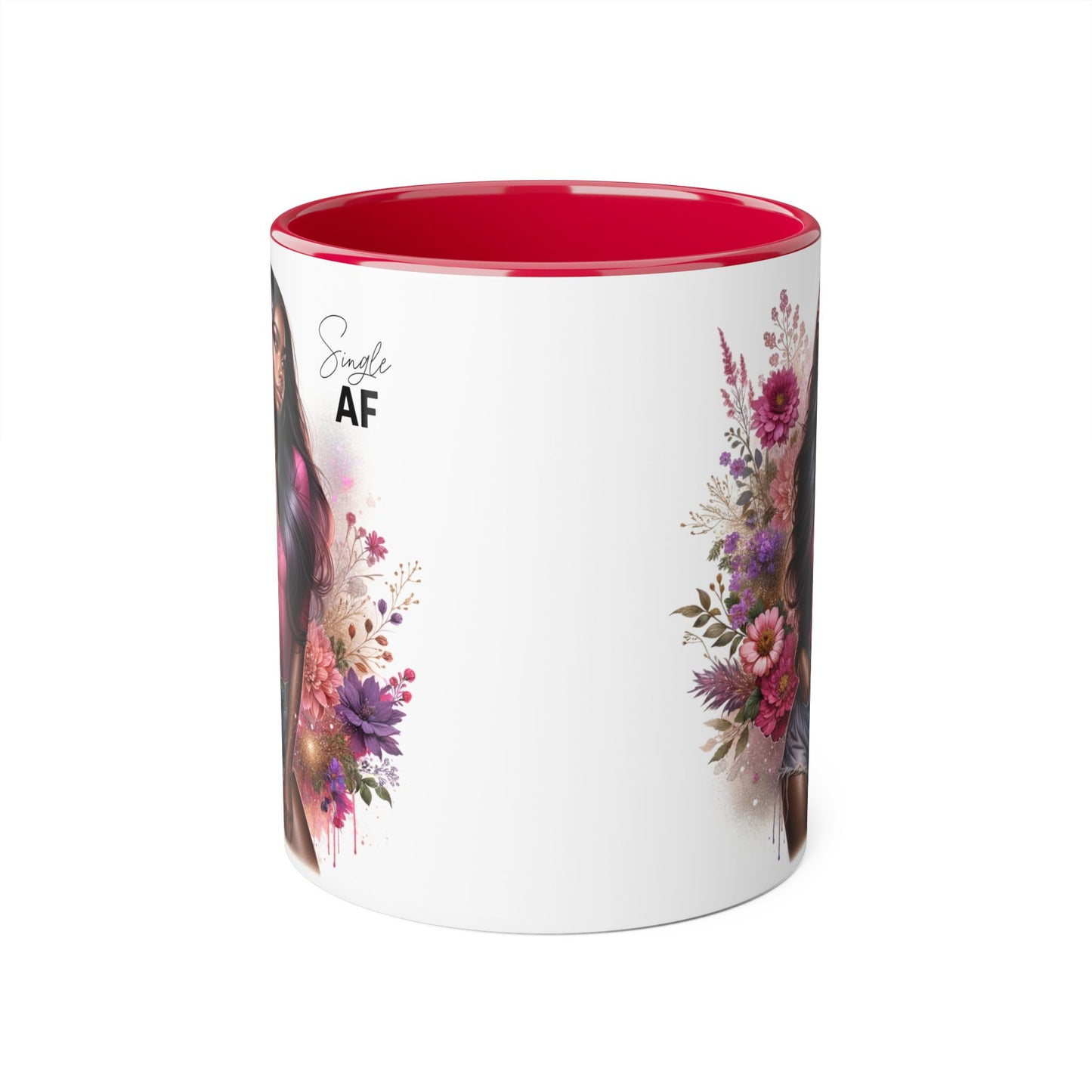 Colorful Floral Single AF Accent Mug, Aesthetic Coffee Cup for Coffee Lovers, Unique Gift for Birthdays, Special Occasions, Art Enthusiasts