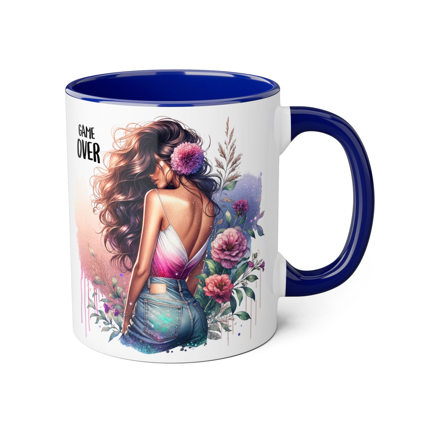 Boho Chic Accent Mug - Perfect Gift for Coffee Lovers, Home Decor, Floral Art, Unique Design, Game Over Theme