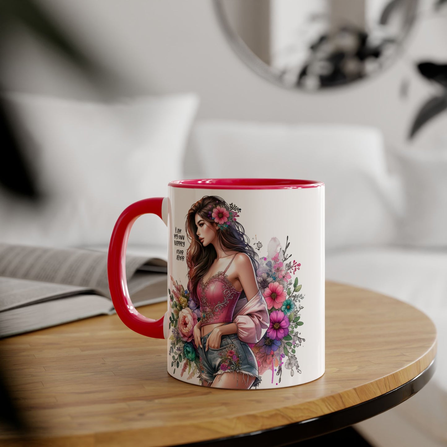 I Am My Own Happily Ever After Empowered Floral Accent Mug - 11oz with Inspirational Quote