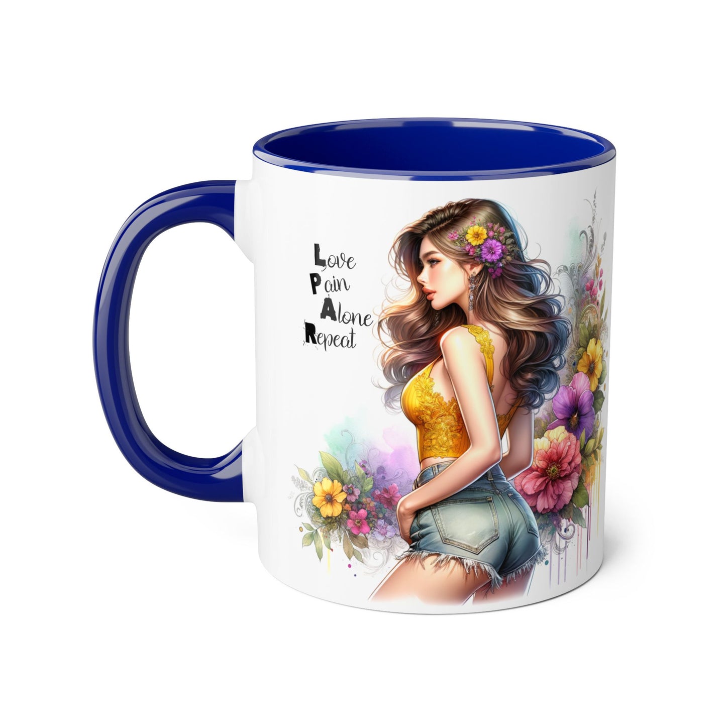 Colorful Floral Accent Mug with Inspirational Quote