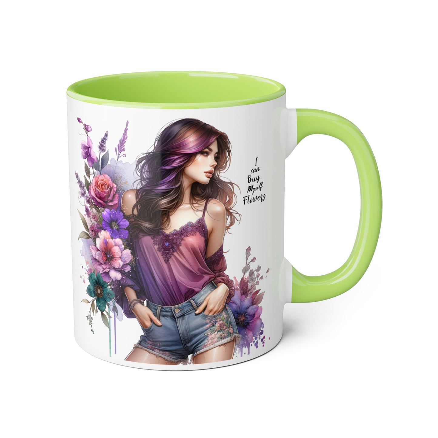 I Can Buy Myself Flowers Floral Art Accent Mug, 11oz Coffee Cup for Flower Lovers, Gift for Her, Boho Kitchen Decor, Unique Art Mug