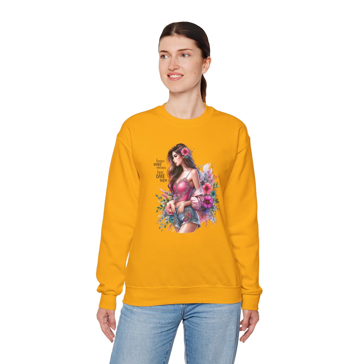 I Don`t Make Mistakes, I Just Date Them Floral Fantasy Crewneck Sweatshirt, Boho Sweatshirt, Spring Fashion, Gift for Her, Cute Sweatshirt, Cozy Wear