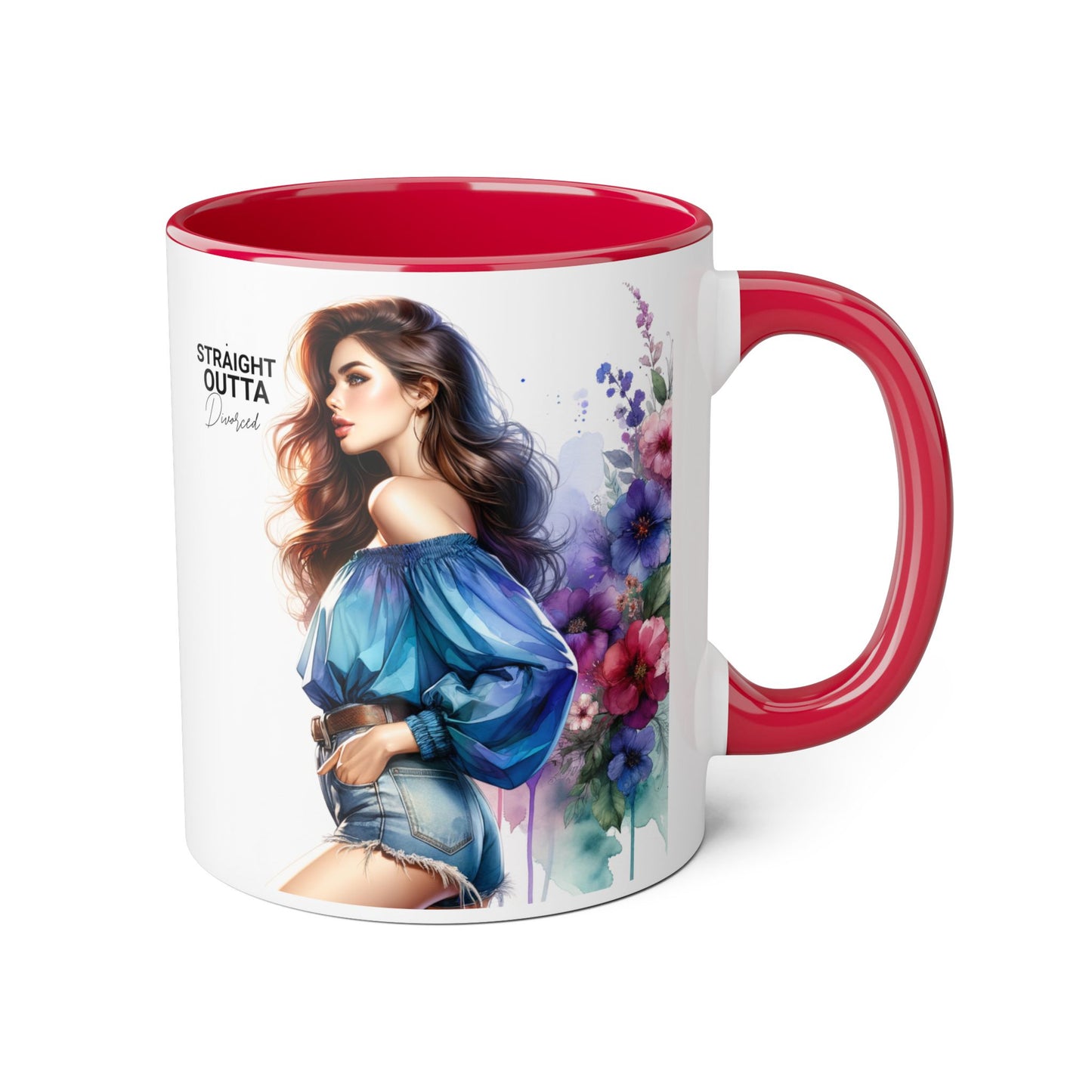 Straight Outta Divorced Humoristic Artistic Accent Mug, Personalized Gift for Coffee Lovers, Floral Design Mug, Straight Outta Mug, Creative Kitchenware, Unique Home Decor