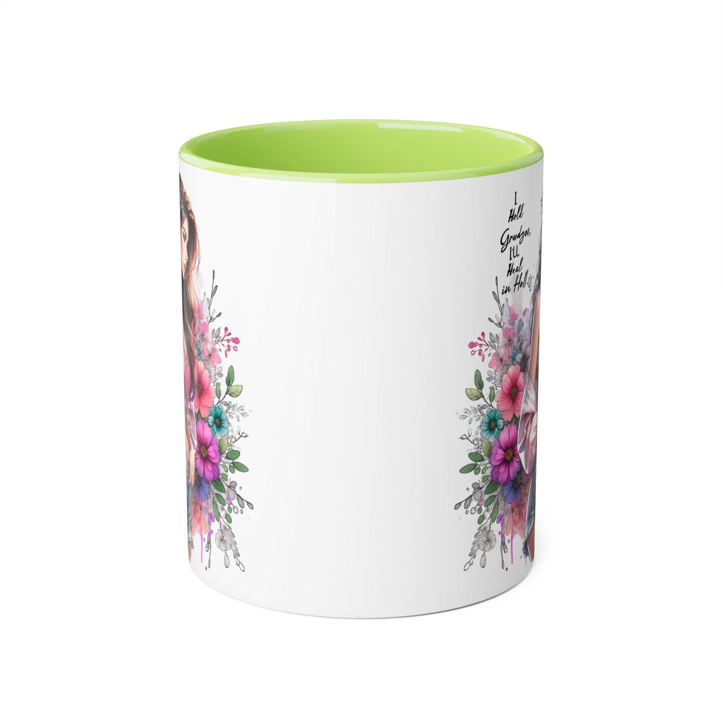 I Hold Grudges, I'll Heal in Hell Humoristic Floral Accent Mug