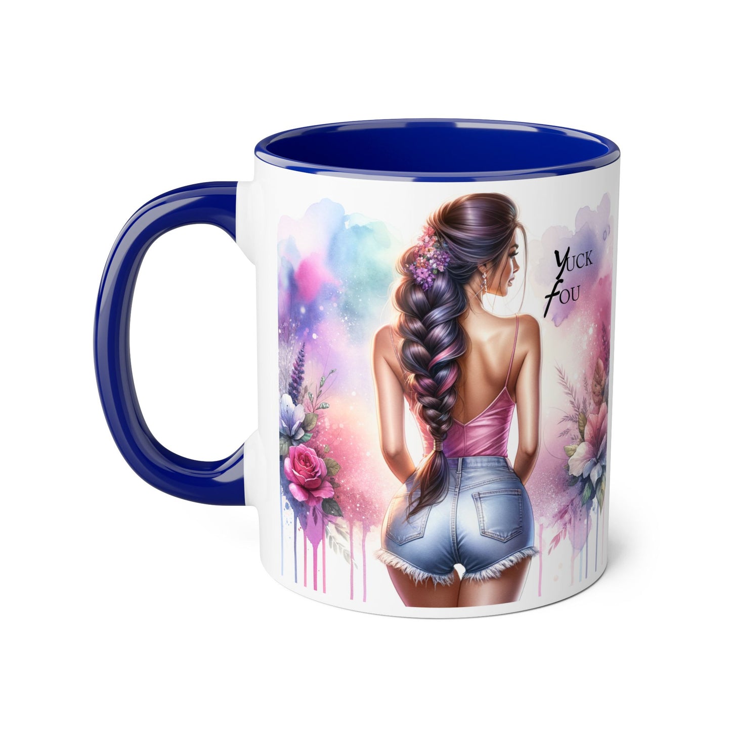 Colorful Floral Accent Mug | Yuck Fou Coffee Cup | Unique Gift for Her, Inspirational Drinkware, Fun Tea Mug, Motivational Gift