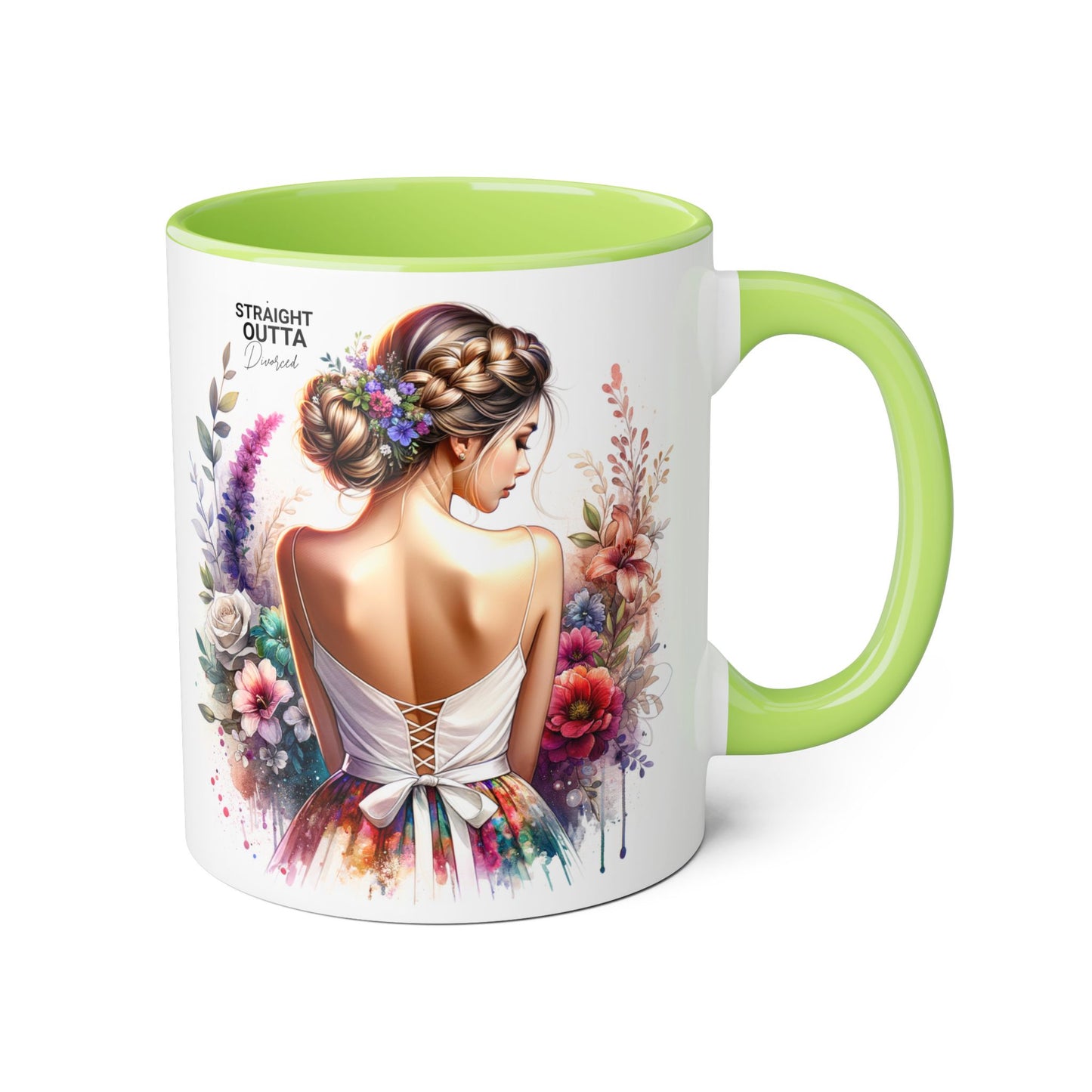 Straight Outta Divorced Humoristic Boho Floral Accent Mug, Inspirational Gift, Coffee Lover's Cup, Unique Art Mug, Straight Outta Beautiful, Personalized Drinkware