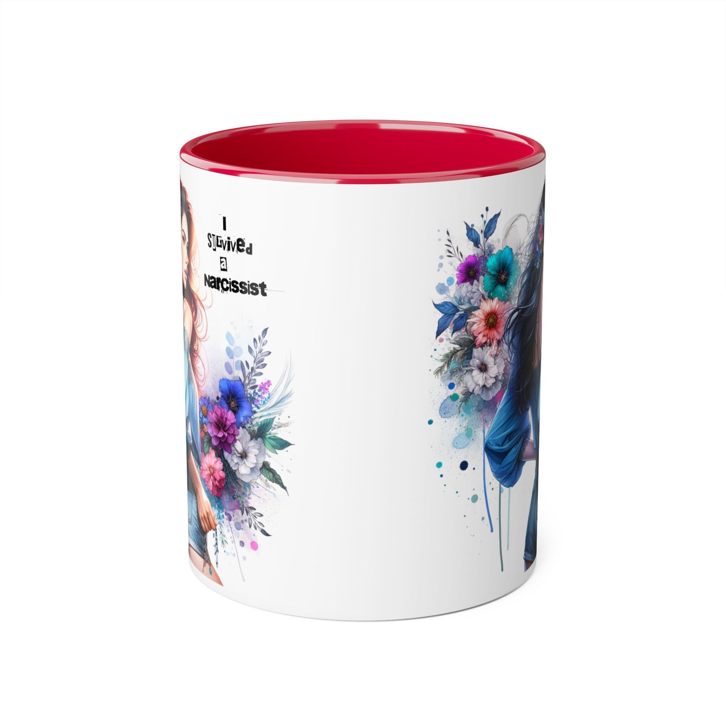 Bold Floral Accent Mug, 11oz - Perfect Gift for Coffee Lovers, Home Decor, Birthday Present, self-care gift, Inspirational Quote Mug