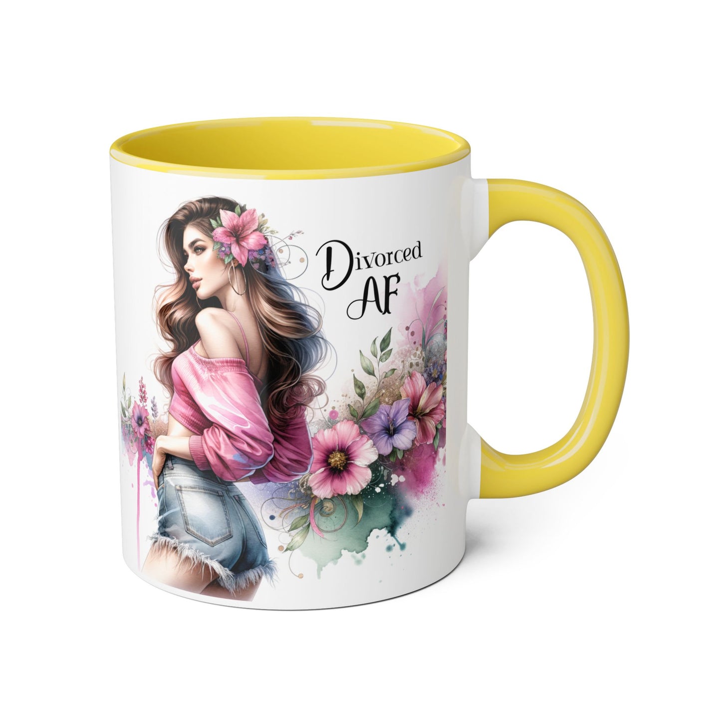 Divorced AF Accent Mug | Gift for Newly Divorced Friends | Sassy Coffee Cup | Floral Design | Unique Divorce Party Favor