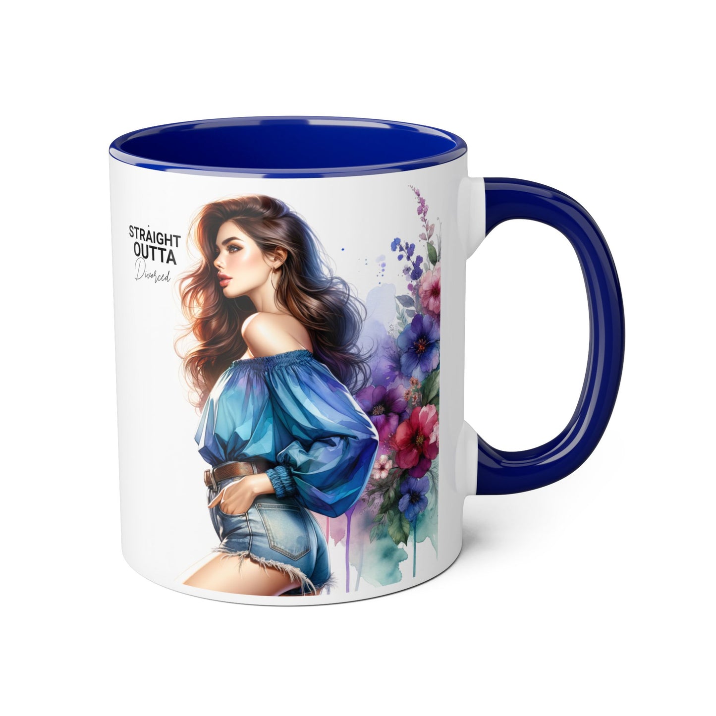 Straight Outta Divorced Humoristic Artistic Accent Mug, Personalized Gift for Coffee Lovers, Floral Design Mug, Straight Outta Mug, Creative Kitchenware, Unique Home Decor