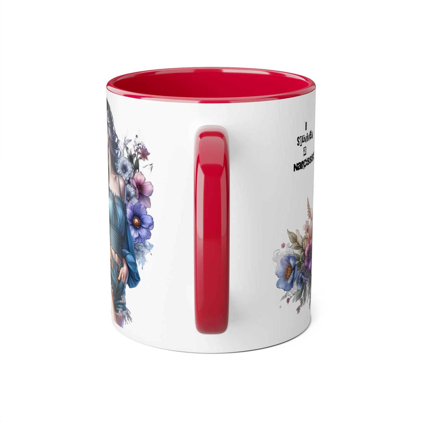 I Survived a Narcissist Accent Mug, Inspirational Coffee Cup, Unique Gift for Survivors, Floral Design, Self-Care Drinkware