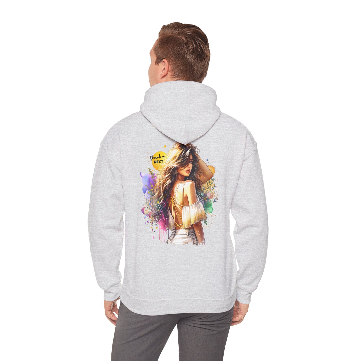 Thank U, Next Vibrant Art Hoodie - Stylish Unisex Sweatshirt with Colorful Design, Casual Wear, Gift Idea for Festivals, Cozy Layering