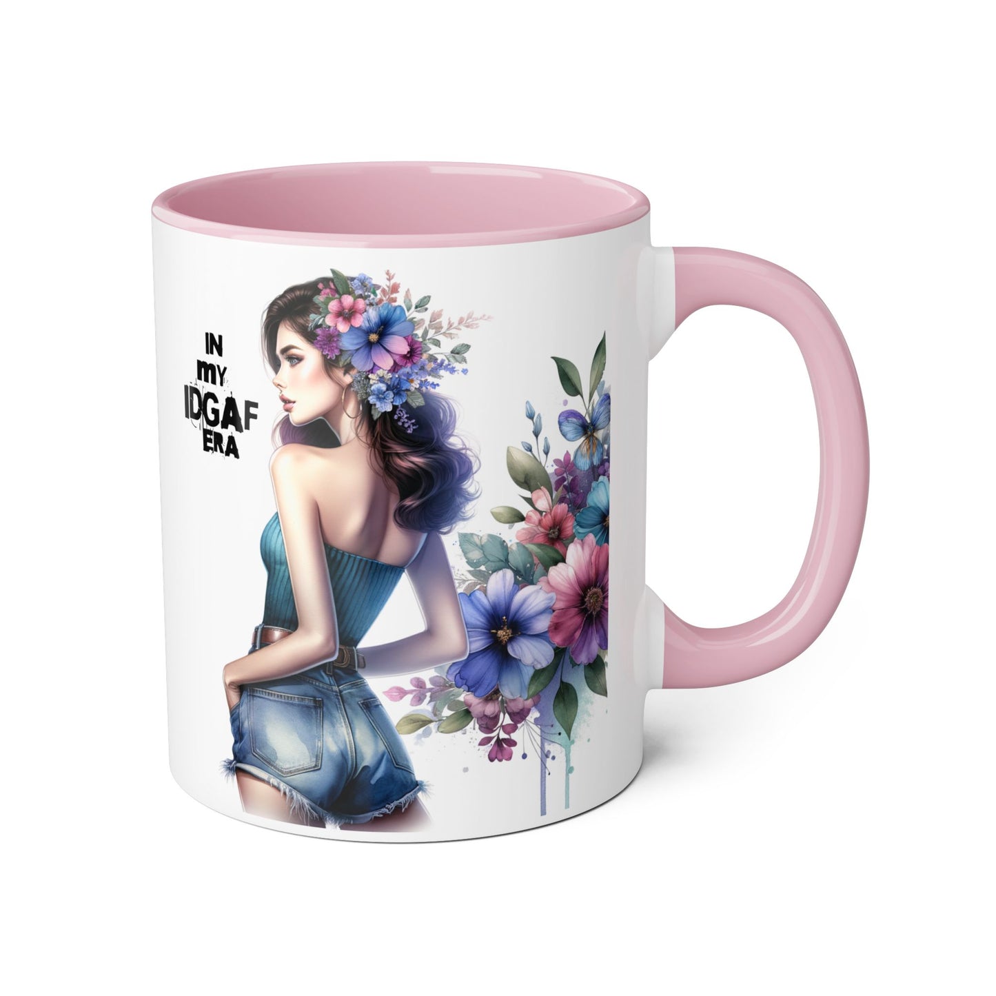 Bold Floral IDGAF Era Mug | Unique Coffee Gift | Retro Vibes | Sassy Tea Cup | Fun Home Decor | Statement Drinkware | 11oz Accent Mug