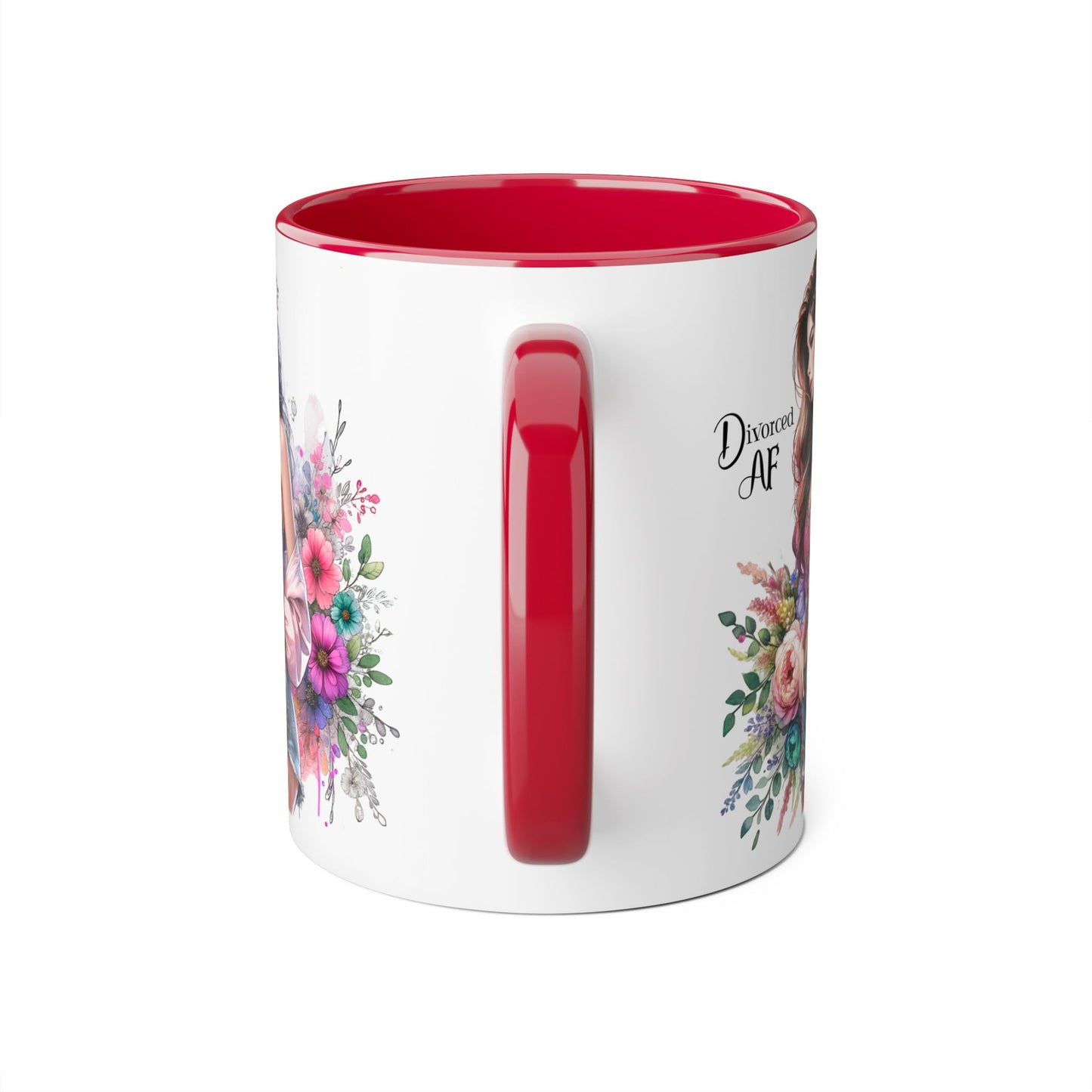 Divorced AF Accent Mug - Trendy Floral Coffee Cup, Perfect Gift for Empowered Women, Humor, Self-Care, Friendship