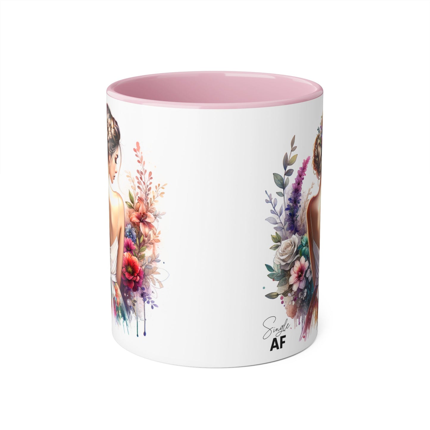 Single AF Floral Elegance Mug, Custom Coffee Cup, Gift for Her, Bridesmaid Present, Artful Design, Home Decor