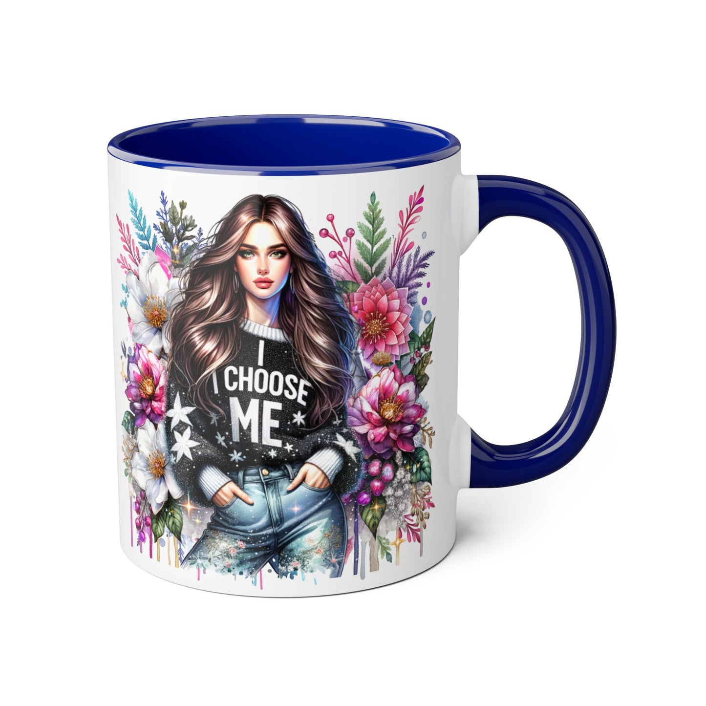 I Choose Me Beautiful Floral Accent Mug, Unique Coffee Cup Gift, Inspirational Drinkware, Thoughtful Present for Friends, Stylish Home Decor