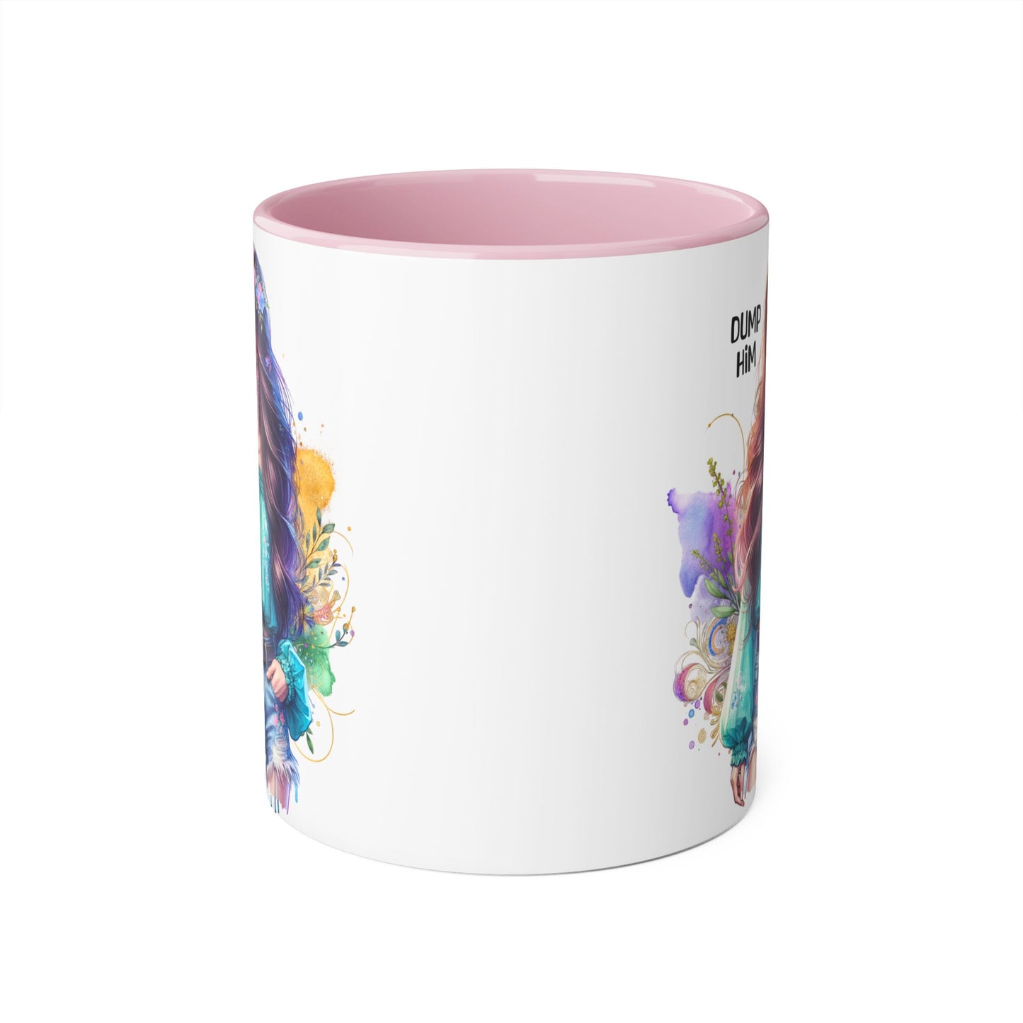Colorful Dump Him Accent Mug, Inspirational Coffee Cup, Gift for Friends, Motivational Tea Mug, Fun Art Ceramic Cup
