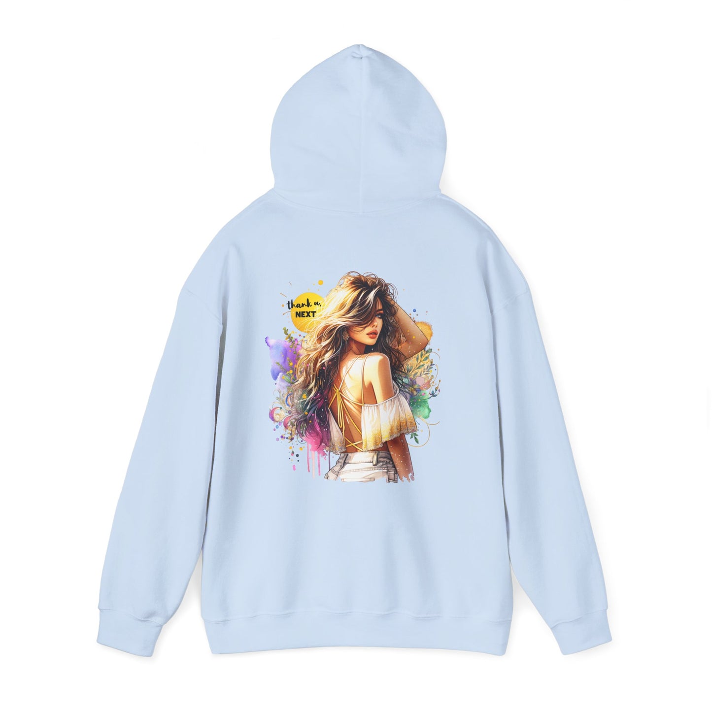 Thank U, Next Vibrant Art Hoodie - Stylish Unisex Sweatshirt with Colorful Design, Casual Wear, Gift Idea for Festivals, Cozy Layering