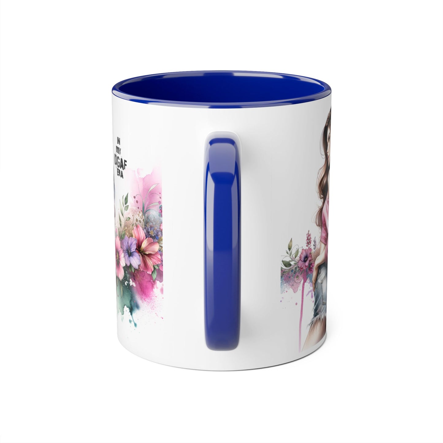 Chic Floral Accent Mug, In My IDGAF Era Coffee Cup, Gift for Her, Stylish Tea Mug, Fun Drinkware for Home & Office