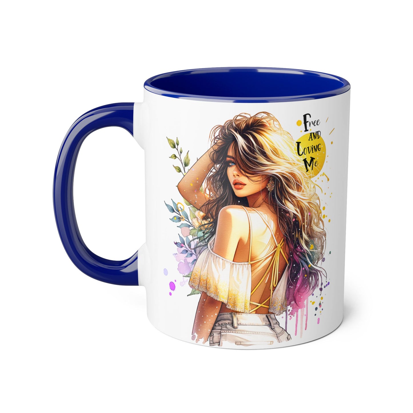 Free and Loving Me Boho Chic Accent Mug, Inspirational Coffee Cup, Free and Living Me, Gift for Her, Art Print Mug, Home Decor