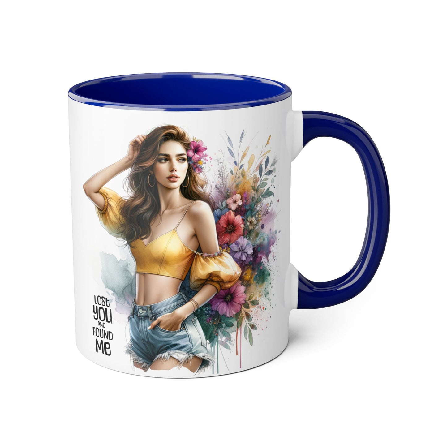 Lost You and Found Me Floral Accent Mug, Empowering Coffee Cup, Vibrant Gift for Friends, Motivational Drinkware, Perfect for Home or Office