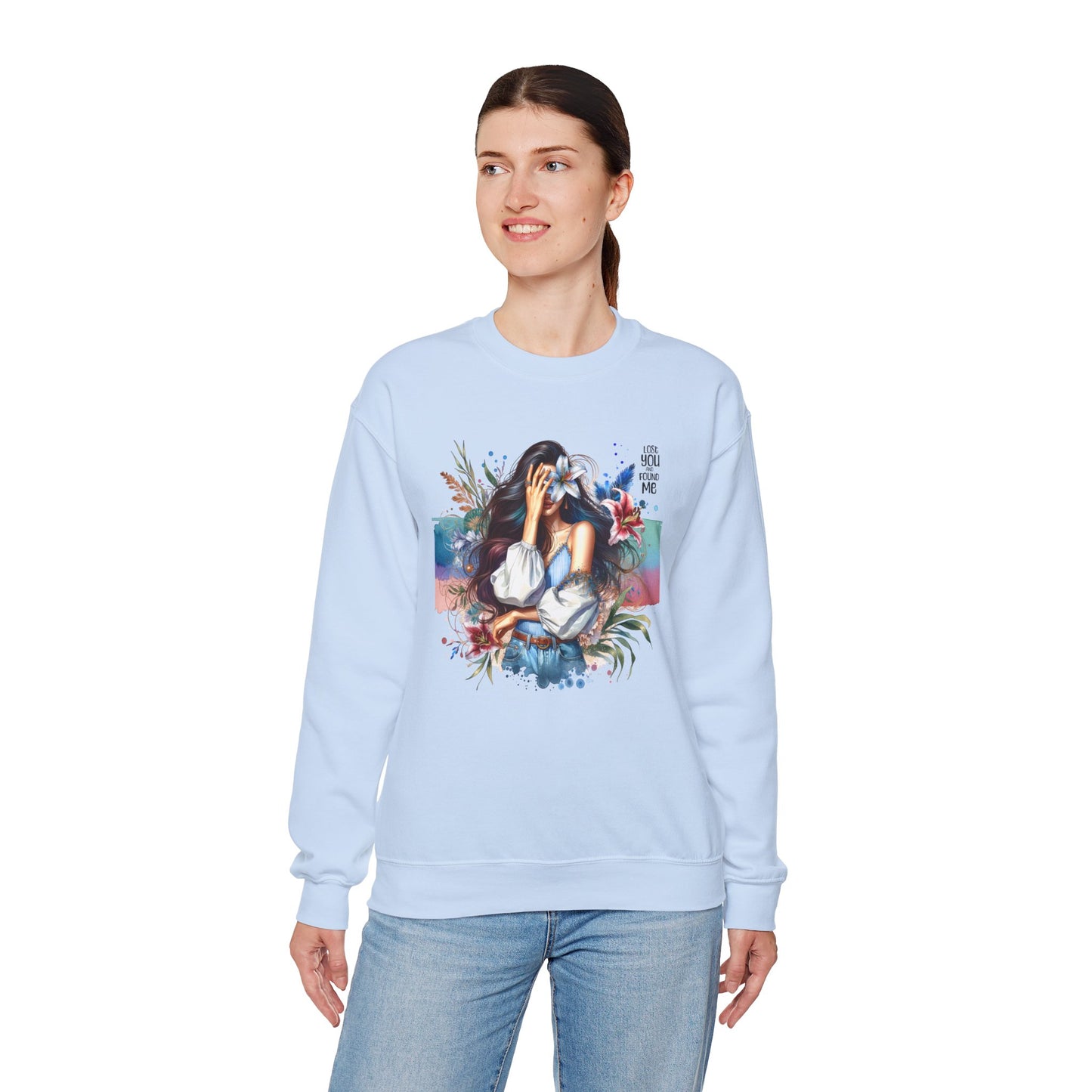 Lost You And Found Me Artistic Unisex Sweatshirt for Comfort and Style - Cozy Apparel, Gift for Her, Trendy Fashion, Relaxed Fit, Casual Wear