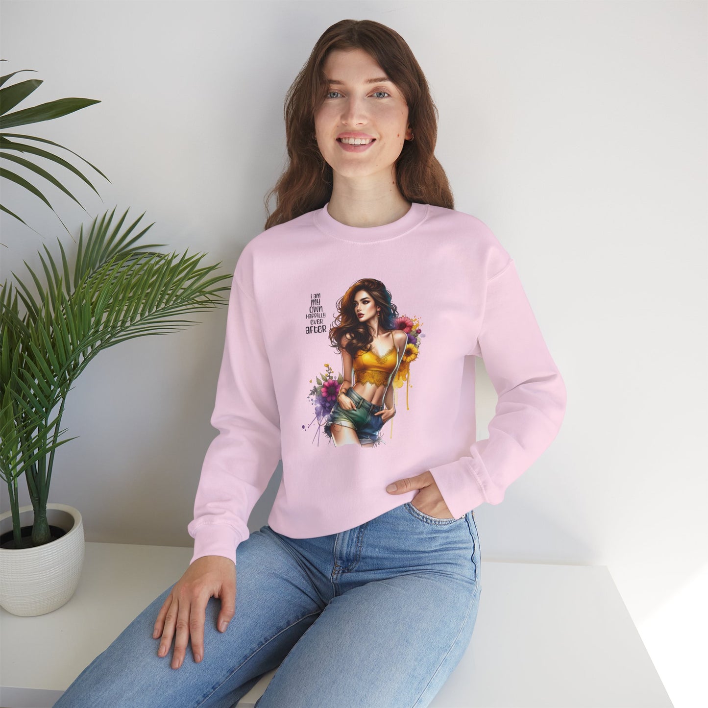 I Am My Own Happily Ever After Stylish Inspirational Crewneck Sweatshirt, Cozy Unisex Pullover, Art Print Sweatshirt, Gift for Her, Everyday Wear, Colorful Design