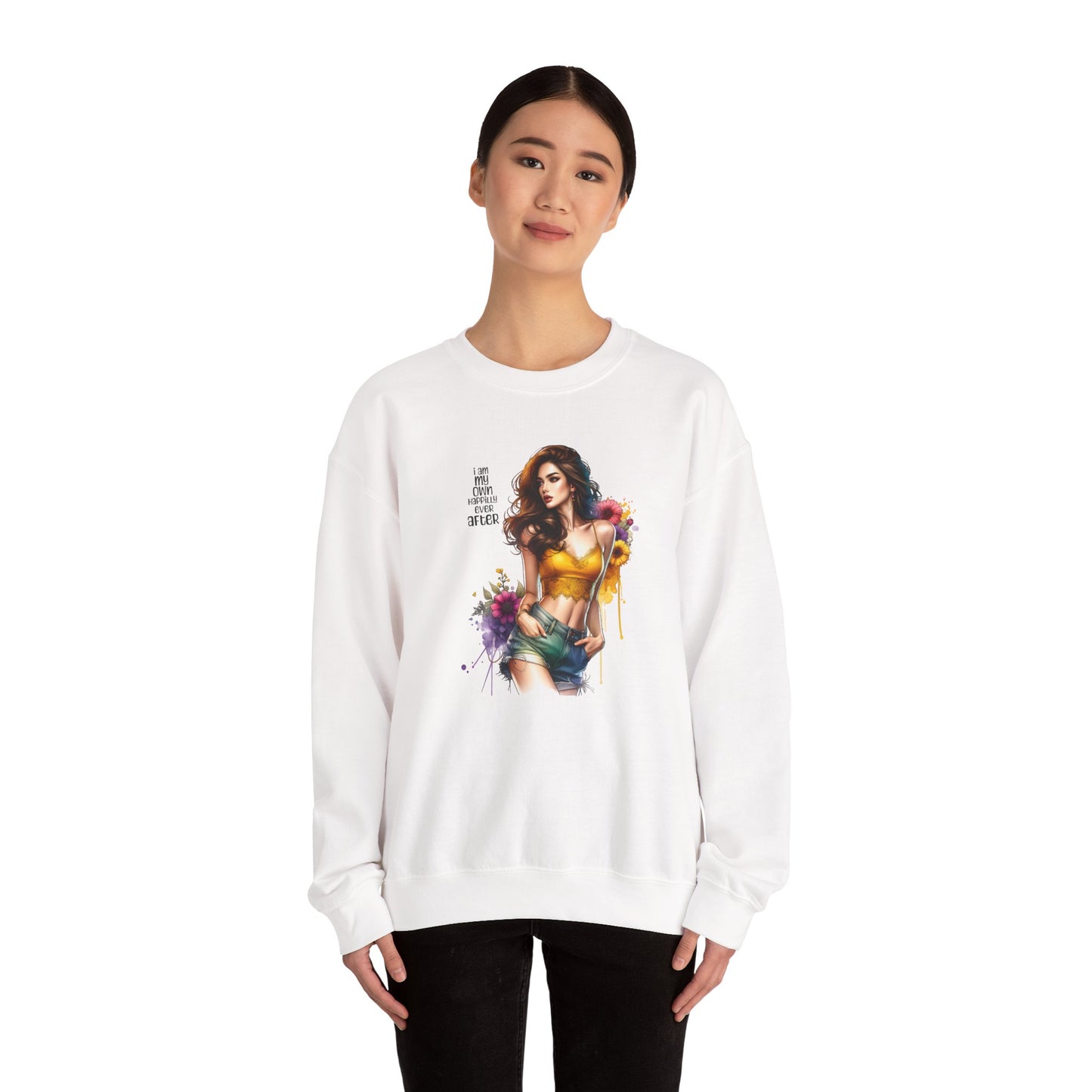 I Am My Own Happily Ever After Stylish Inspirational Crewneck Sweatshirt, Cozy Unisex Pullover, Art Print Sweatshirt, Gift for Her, Everyday Wear, Colorful Design